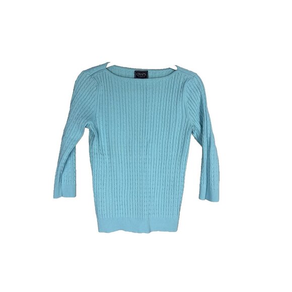 Vintage Chaps Women Medium Cable Knit Sweater 3/4 Sleeve Academia Preppy Coastal - Picture 1 of 6